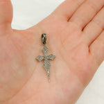 Load image into Gallery viewer, Pave Diamond &amp; 925 Sterling Silver Black Rhodium and Rose Gold Plated Cross Pendant. DP304
