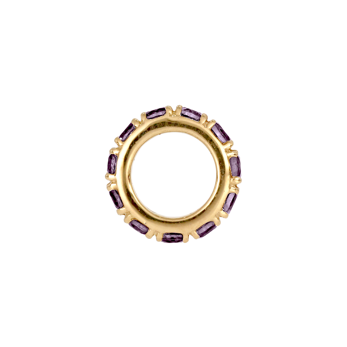 14K Solid Gold Gemstone Round Ring Sliders