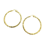 Load image into Gallery viewer, GER54. 14K Solid Gold Twist Round Hollow Hoop Earrings