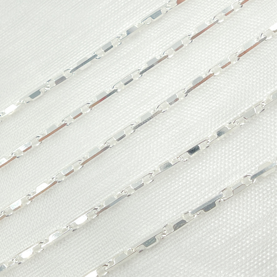 Sterling Silver Diamond Cut Bar Link