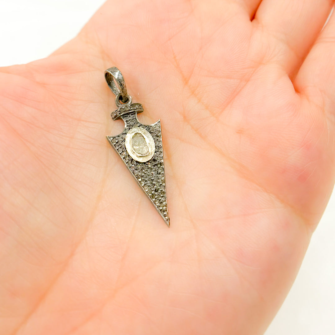 DP135. Diamond Silver Arrowhead Pendant with Polki Diamond