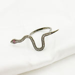 Load image into Gallery viewer, DR015. Diamond Sterling Silver Snake Ring with Gemstone
