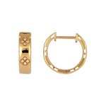 Load image into Gallery viewer, EHC57590. 14K Solid Yellow Gold Diamond Hoop Earrings