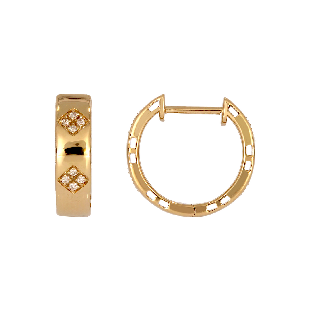 EHC57590. 14K Solid Yellow Gold Diamond Hoop Earrings
