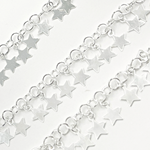 Load image into Gallery viewer, 925 Sterling Silver Dangle 5mm Star Chain. V71SS
