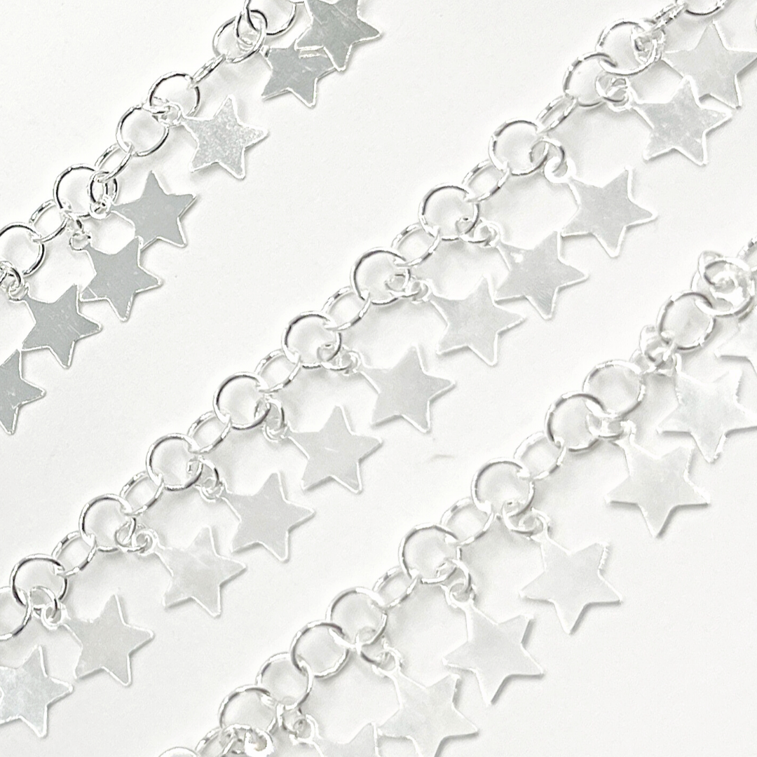 925 Sterling Silver Dangle 5mm Star Chain. V71SS