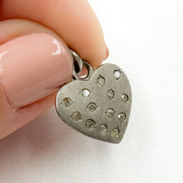 Diamond Sterling Silver Heart Charm
