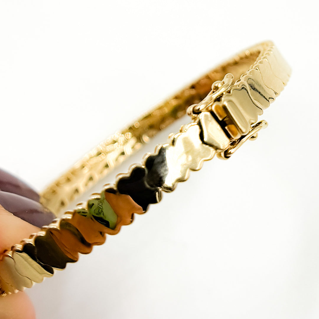 BNR68514. 14K Solid Gold Bangle with Diamonds