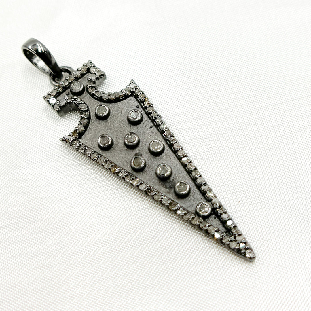 DP126. Diamond Silver Arrow Head Pendant with Gemstone
