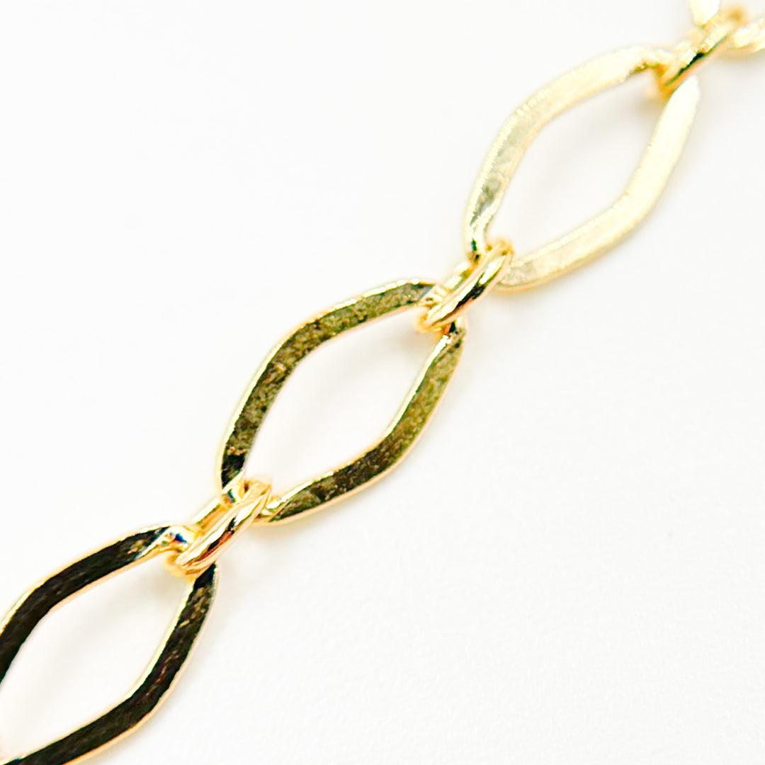 058FL1BLbyFt. 14k Solid Yellow Gold Smooth Flat Oval Link Chain