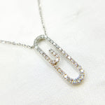 Load image into Gallery viewer, 14K Solid Gold Diamond Paperclip Shape Necklace. NT403712
