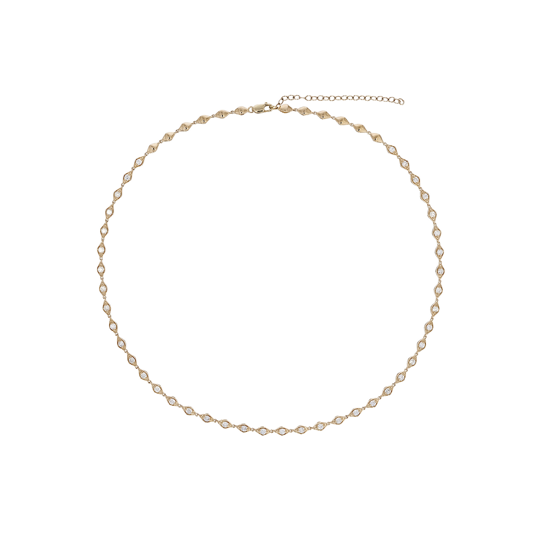 NFQ72698. 14K Solid Gold Diamond Fancy Necklace
