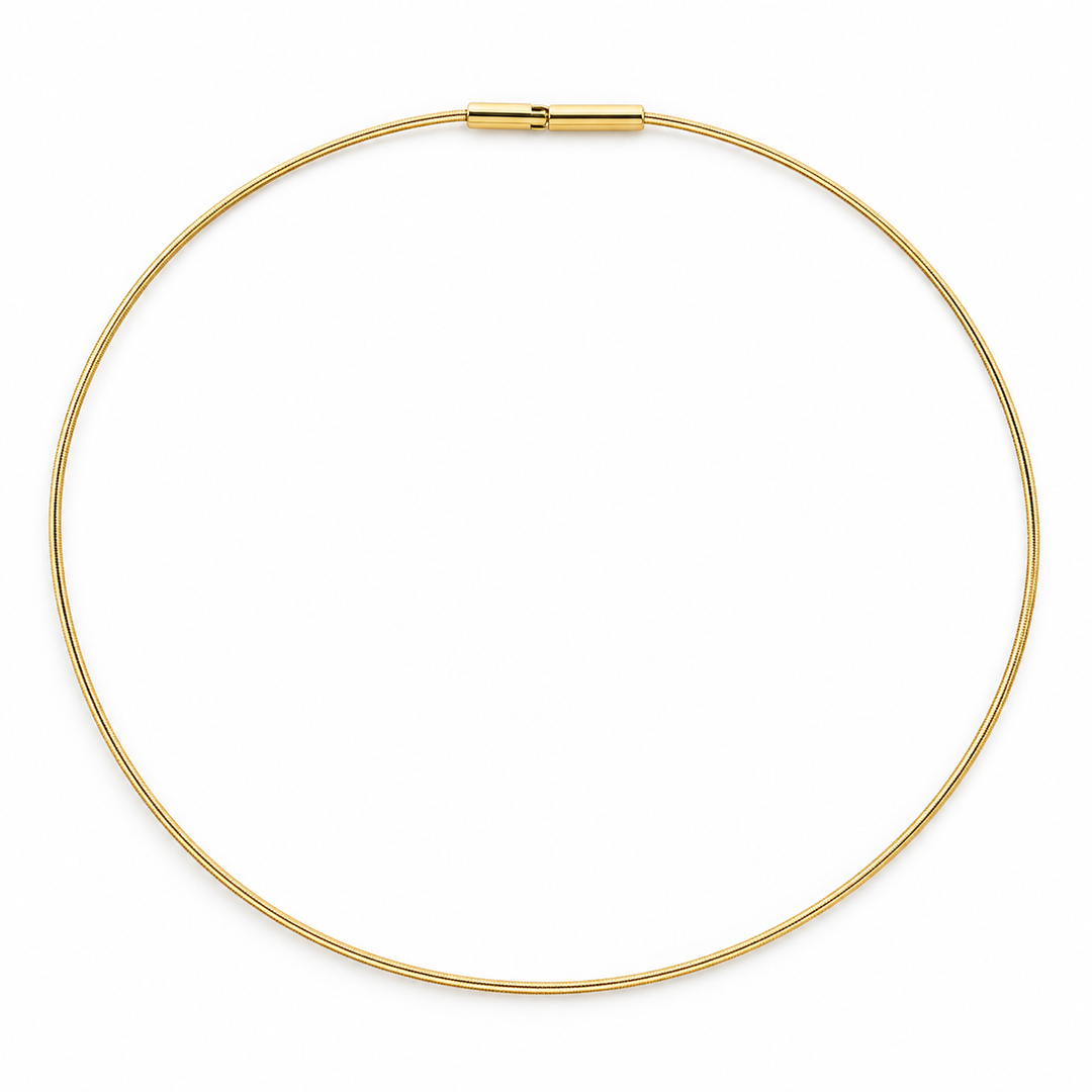 BOZ1. Sterling Silver Gold Plated Cord Choker Necklace