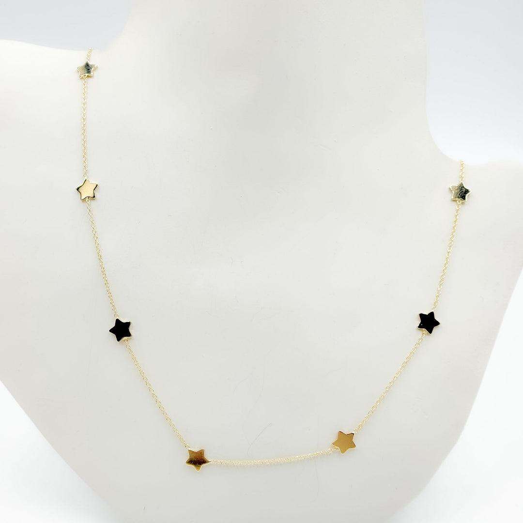 NKSET419/L. 14k Solid Yellow Gold Star Link Necklace