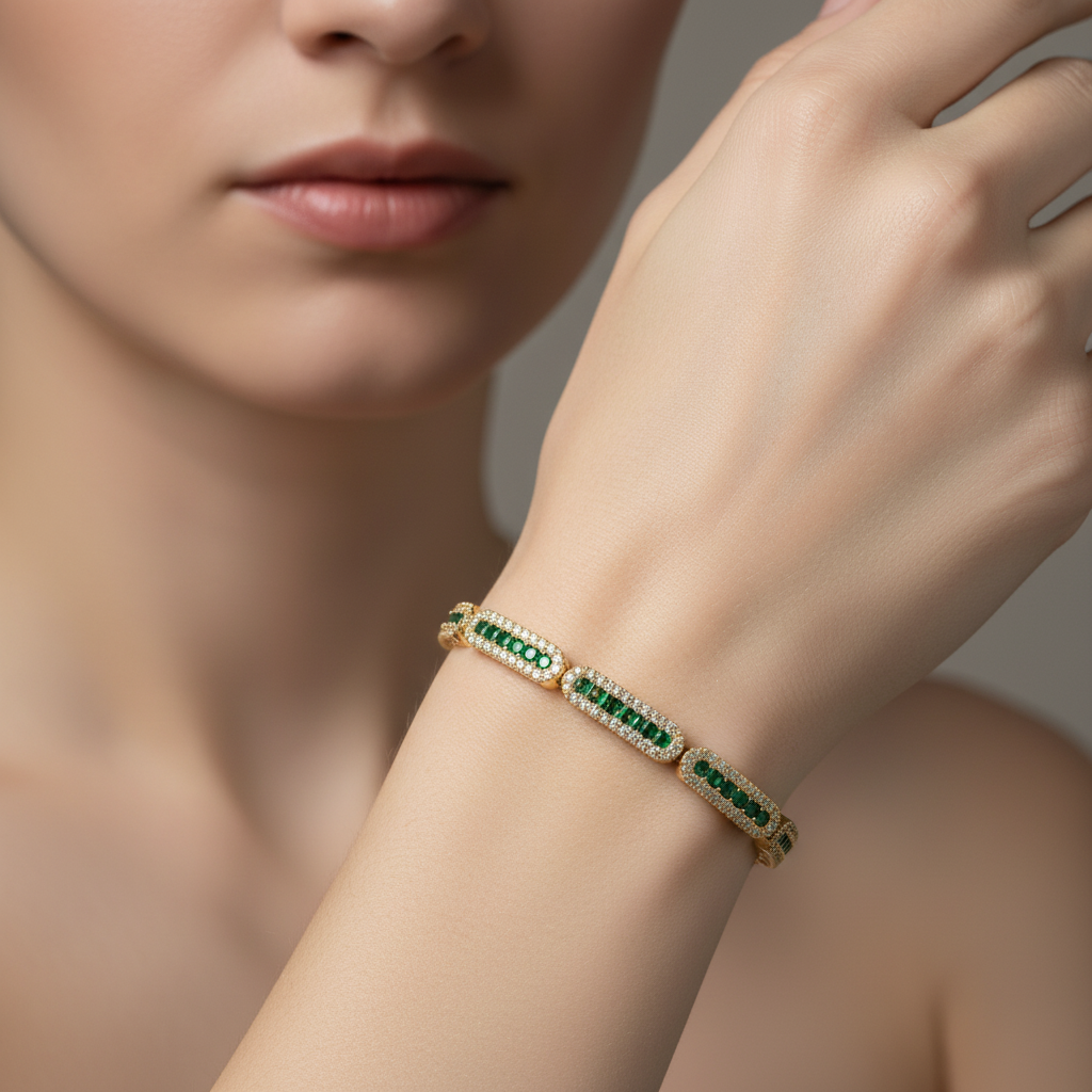 OB401633. 14K Solid Gold Gemstone Bangle