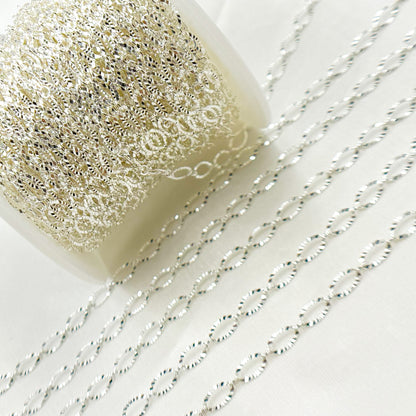 Sterling Silver Diamond Cut Oval Cable Chains