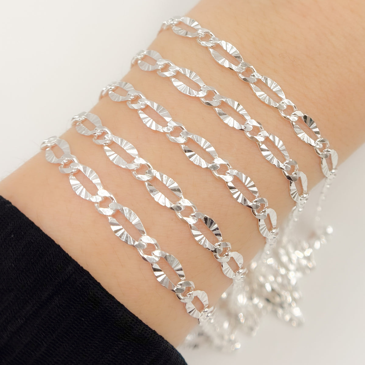 Z116SS. Sterling Silver Diamond Cut Marina Link Chain
