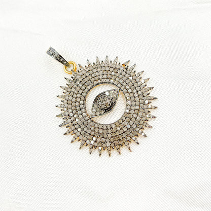 DC1013. Diamond Sterling Silver Round Eye Pendant