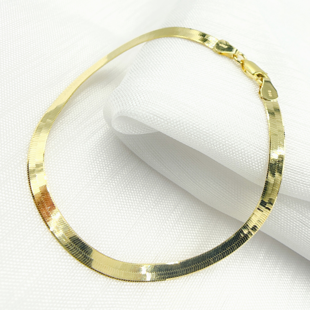 040G2CPY42001_BRACELET. 14K Solid Gold Herringbone Bracelet