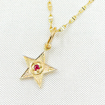 GDP422. 14K Solid Gold Gemstone Star Charm