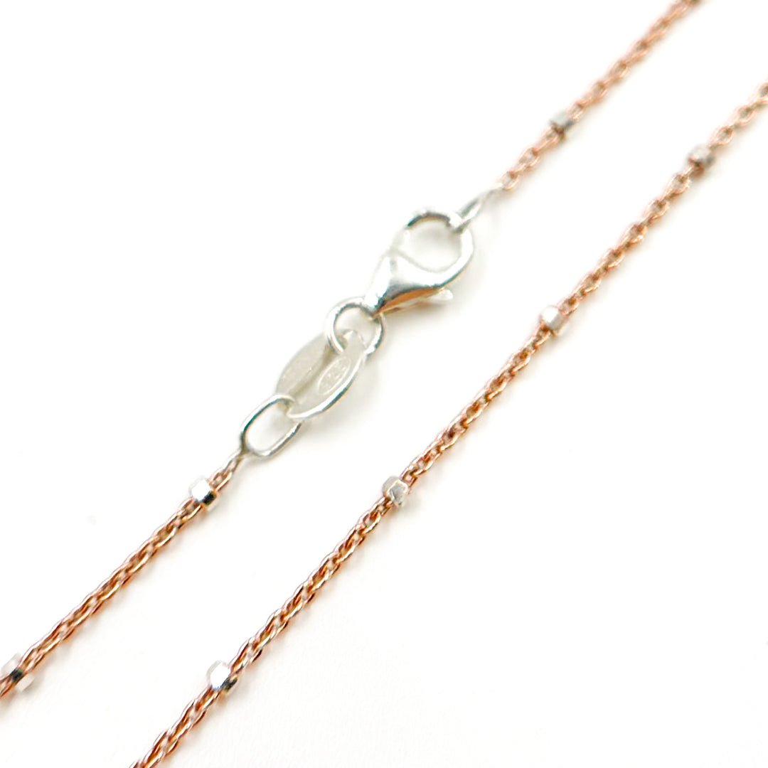 Silver Rose Satellite Chain with Silver Cube