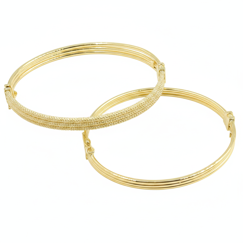 Bangle1. 14K Solid Gold Bangle Smooth and Hammered