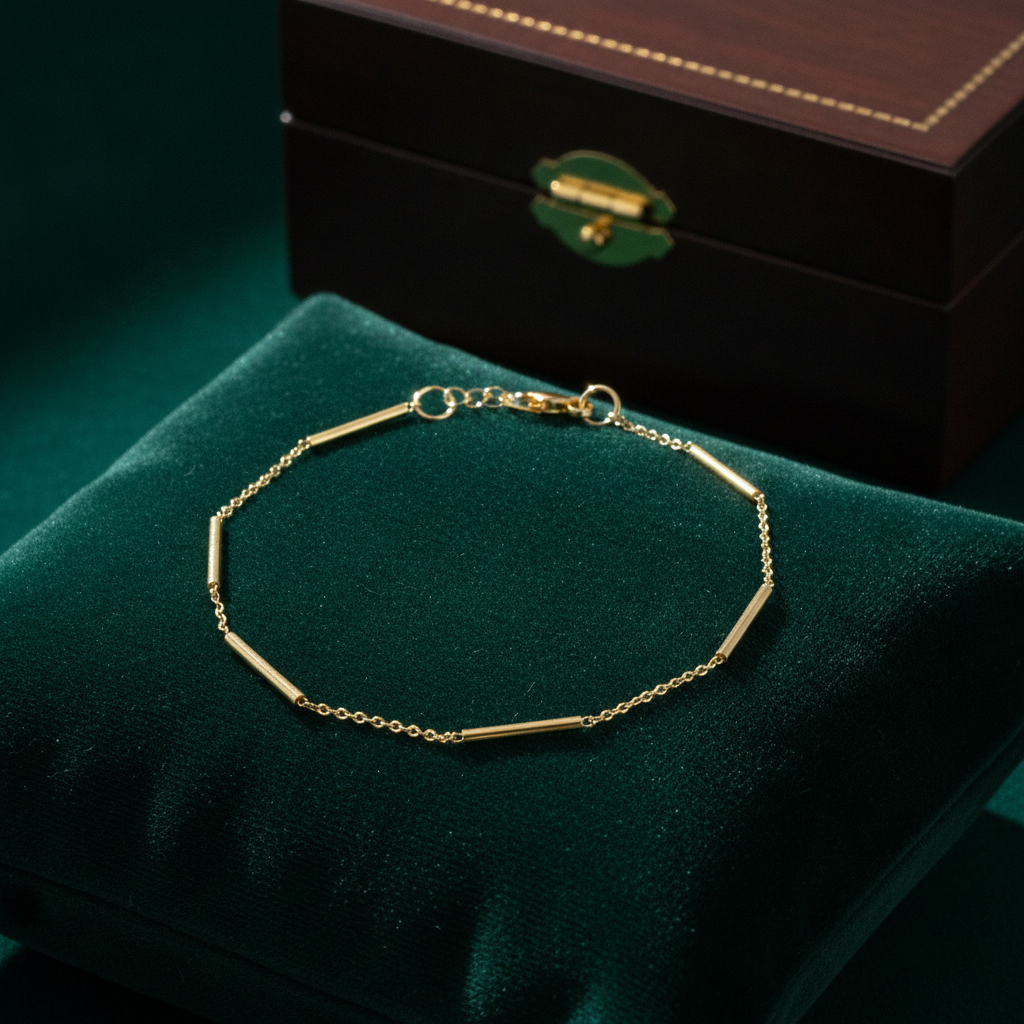 BRSET611. 14k Solid Yellow Gold Bars Link Bracelet