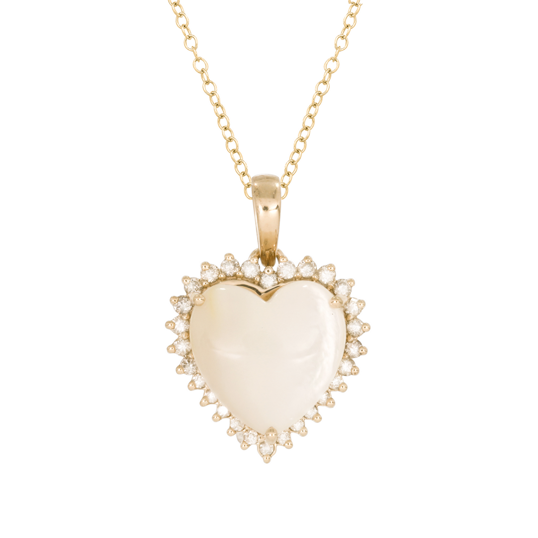 14K Solid Gold Diamond and Gemstone Heart Necklace. PHD38795PL