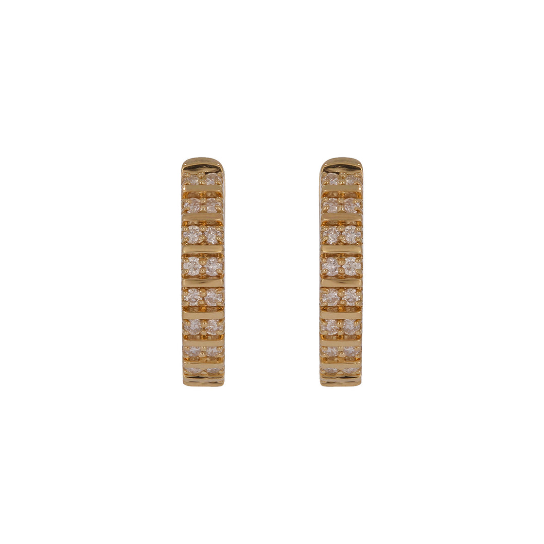 EHD57632. 14K Solid Yellow Gold Diamond Hoop Earrings