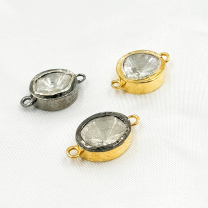 DC940A. Polki Diamond & Sterling Silver Small Connector