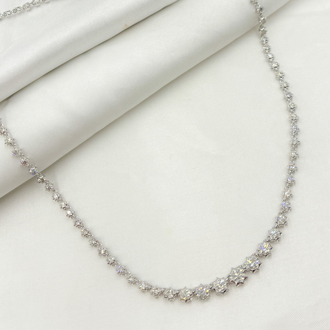 14K Solid White Gold Diamond Necklace. NFS70576