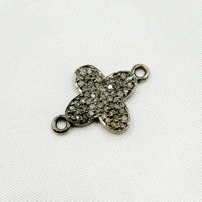 DC923. Diamond Sterling Silver Flower Connector