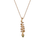 Load image into Gallery viewer, PFC33574EM. 14k Solid Gold Diamond and Emerald Snake Pendant