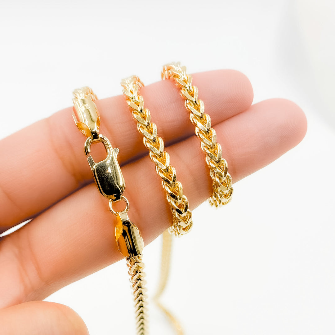 100HVI2004000. 14K Solid Yellow Gold Franco Hollow Chain Necklace