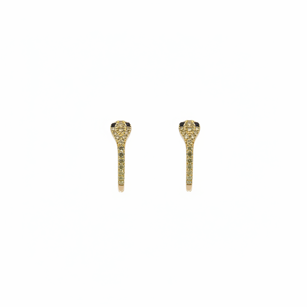 HP404198. 14k Solid Gold Diamond and Gemstone Snake Hoop Earrings