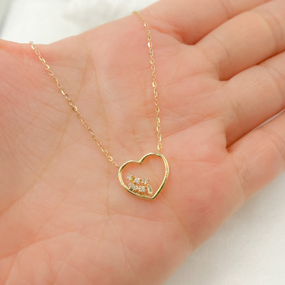 NT401188. 14k Solid Gold Diamond Heart Necklace