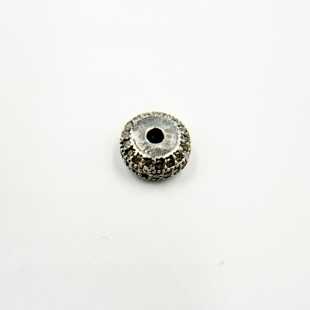 DC833. Diamond Sterling Silver Round Bead