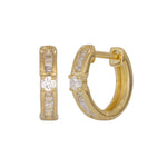 Load image into Gallery viewer, Gold Diamond Hoop Earrings