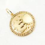 Load image into Gallery viewer, GDP26. 14K Solid Gold Diamond Round Sun and Moon Charm
