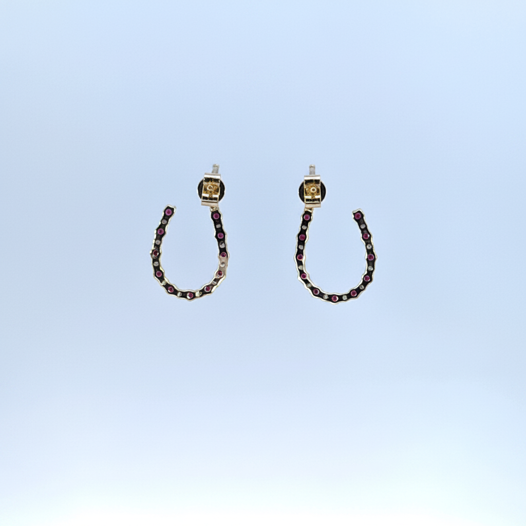 ER417873. 14k Solid Gold Diamond and Gemstone Fancy Earrings