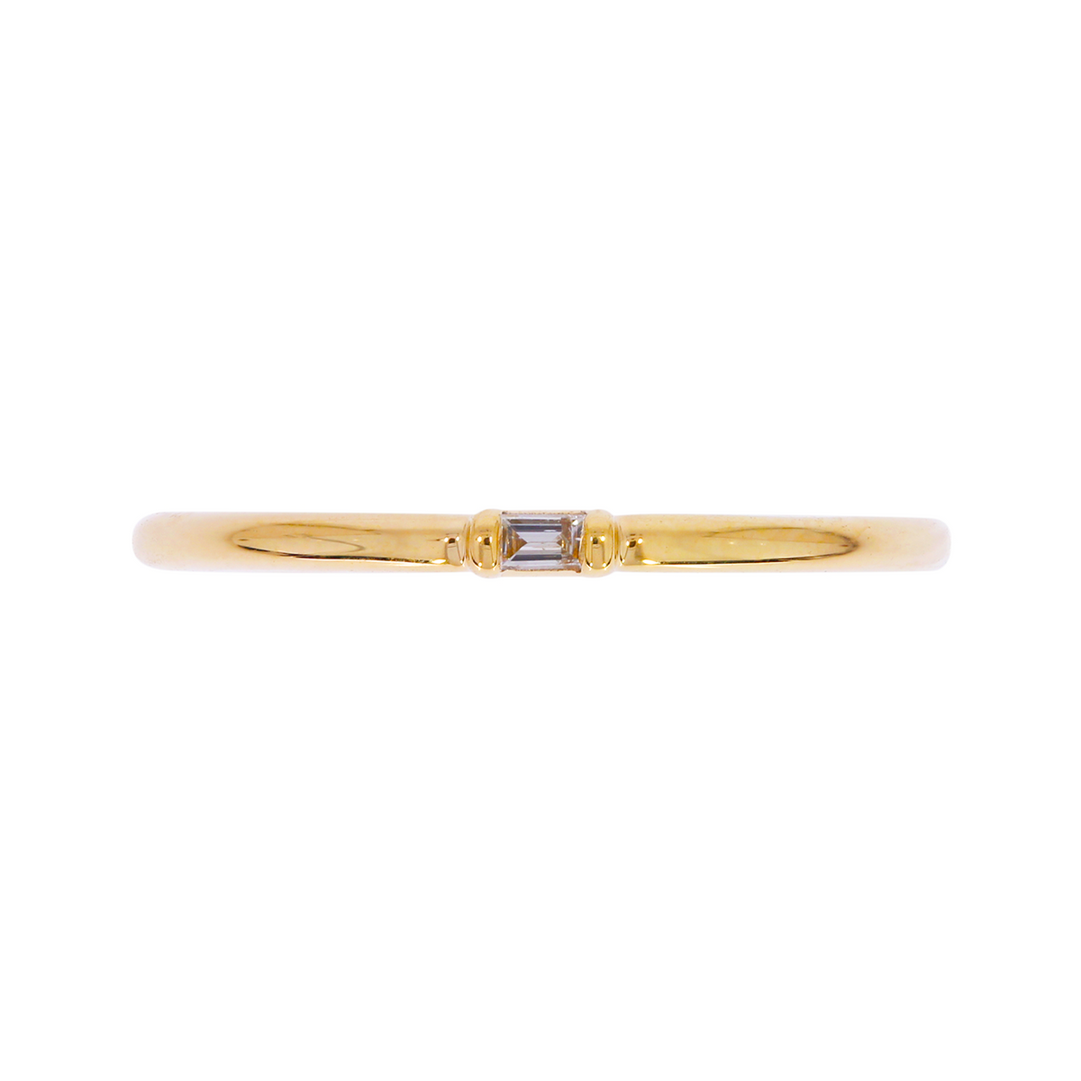 14K Solid Yellow Gold Solo Baguette Ring