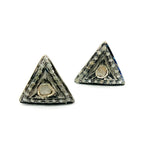 Load image into Gallery viewer, DE046. Diamond and Polki Diamond Sterling Silver Triangle Studs
