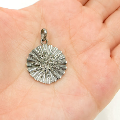 DP0124. Diamond Silver Round Star Pendant