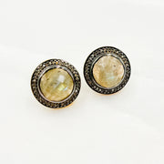 Diamond Sterling Silver Gemstone Round Studs