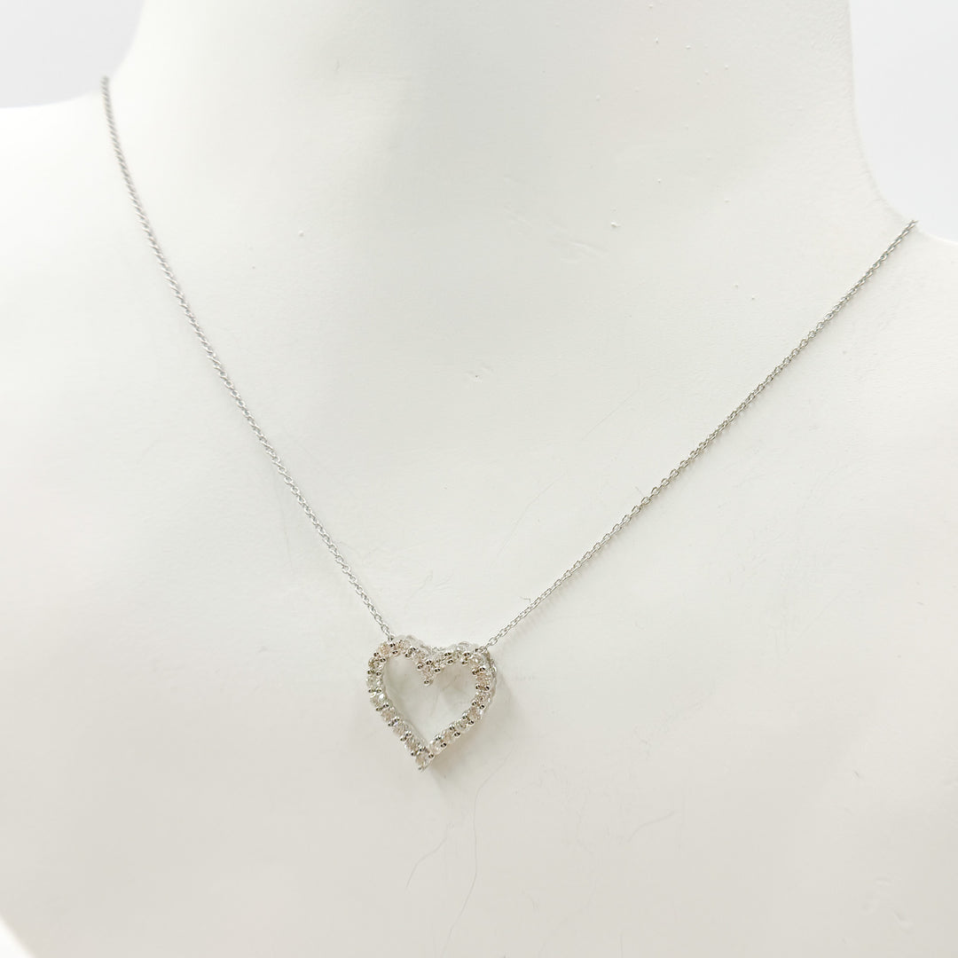 14K Solid Gold Diamond Heart Shape Necklace. TJ0006