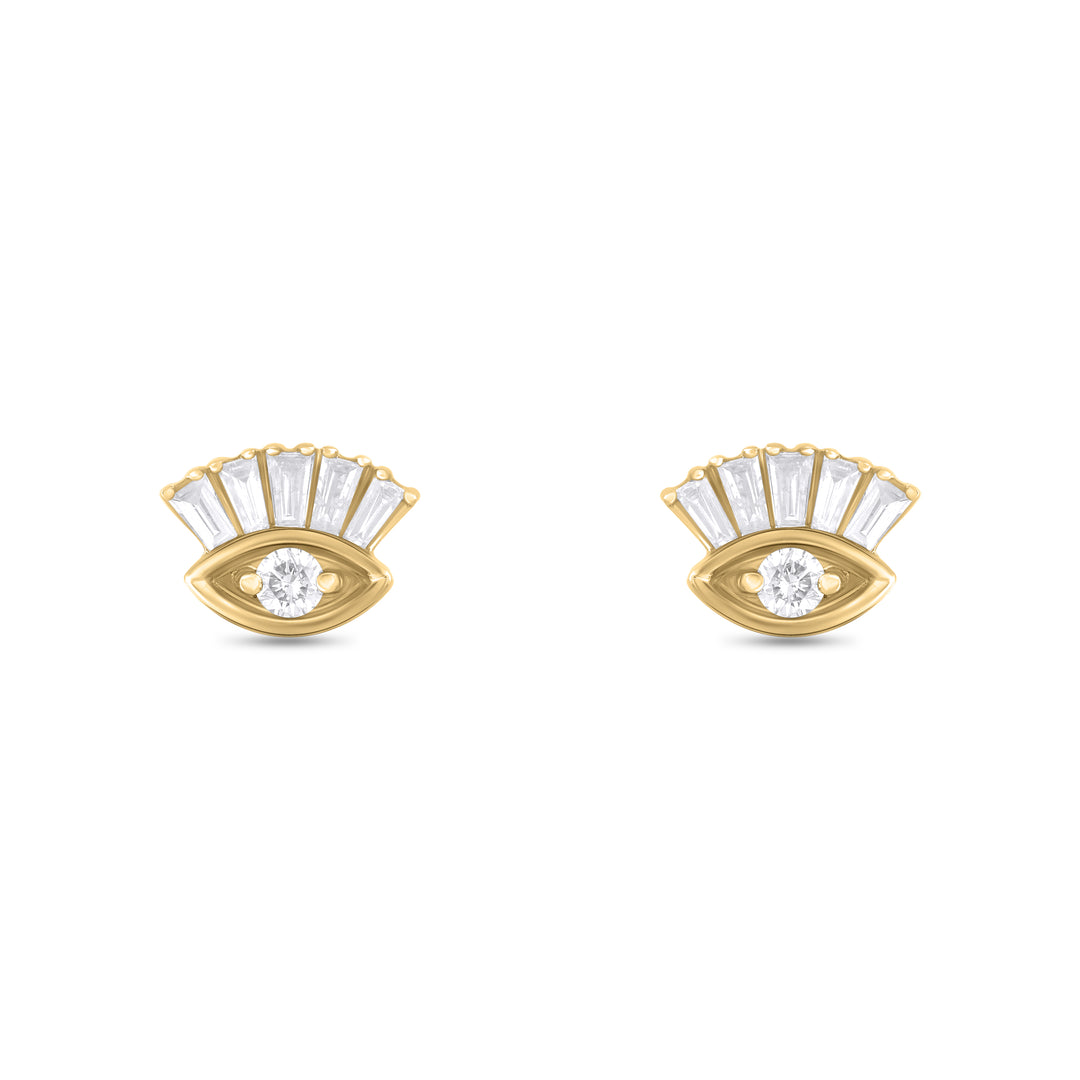 ER421145. 14K Solid Gold Diamond Eye Studs