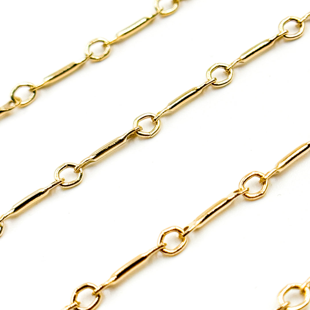 14K Solid Yellow Gold Bar Chain