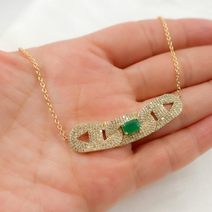 NFM71184. 14K Solid Gold Diamond and Gemstone Necklace