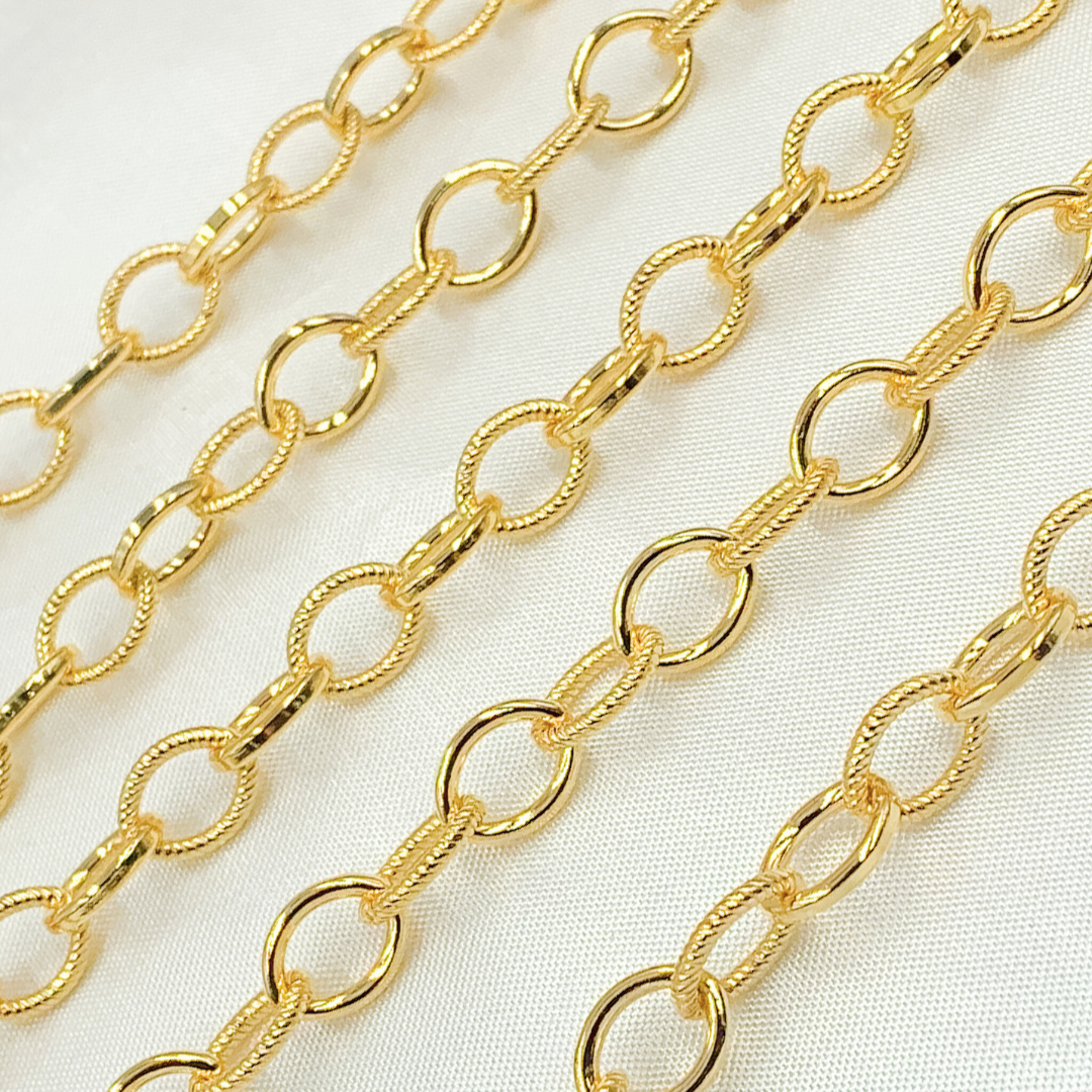 14k Gold Filled Cable Smooth and Hammered Links Chain. 589GF
