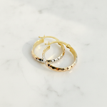 Load image into Gallery viewer, GER62. 14K Gold Diamond Cut Tri-Color Hoop Earrings